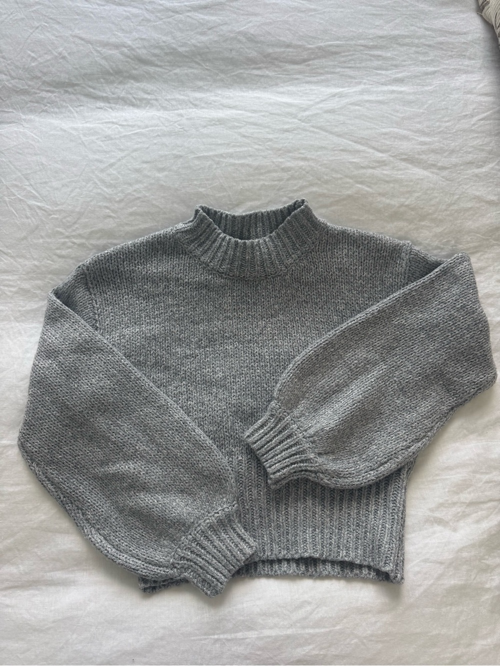 Womens Grey Mock Neck Knit Sweater